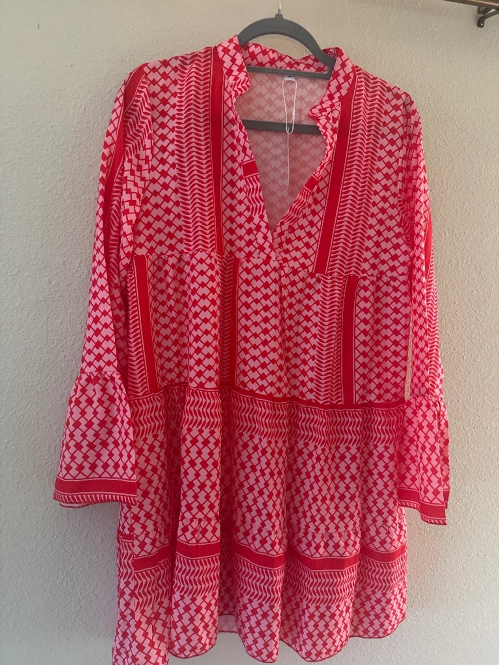 Pink and red geometric dress: never worn